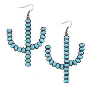 New Cactus Earrings Turquoise Dangle Fish Hook